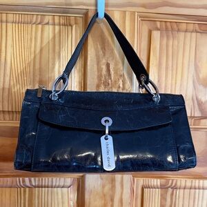 Charles David Black Patent Leather Shoulder Bag with Tag